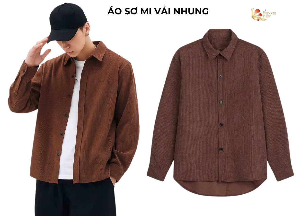Áo sơ mi vải nhung