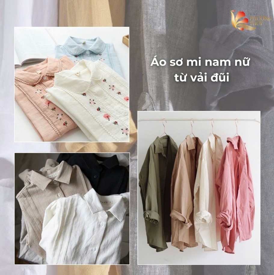 May áo sơ mi, áo kiểu nam nữ với vải đũi