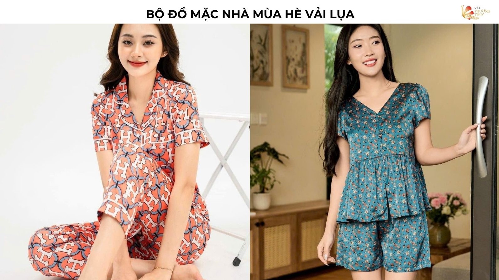 Bộ đồ mặc nhà mùa hè vải lụa