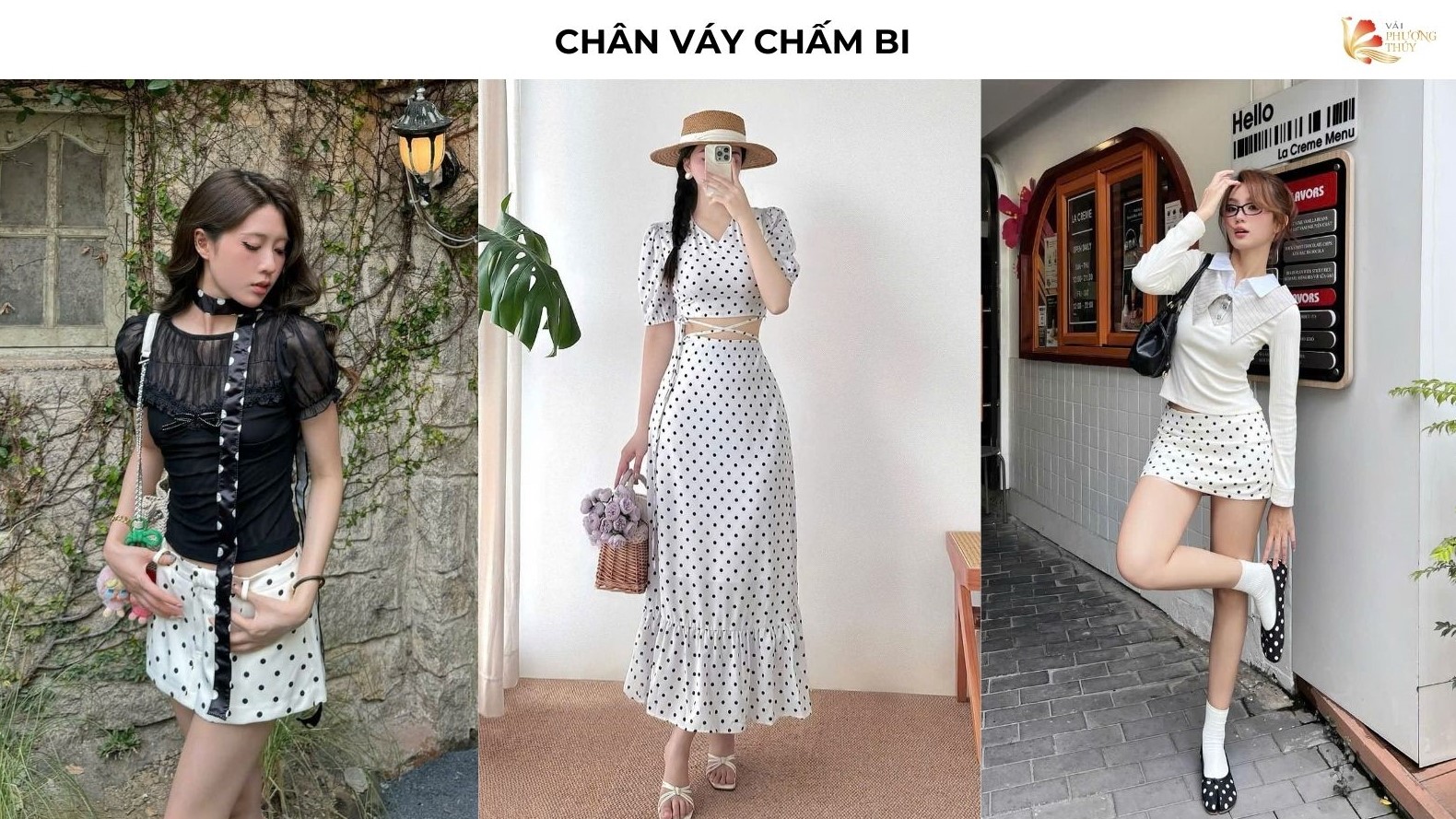 Chân váy nữ chấm bi