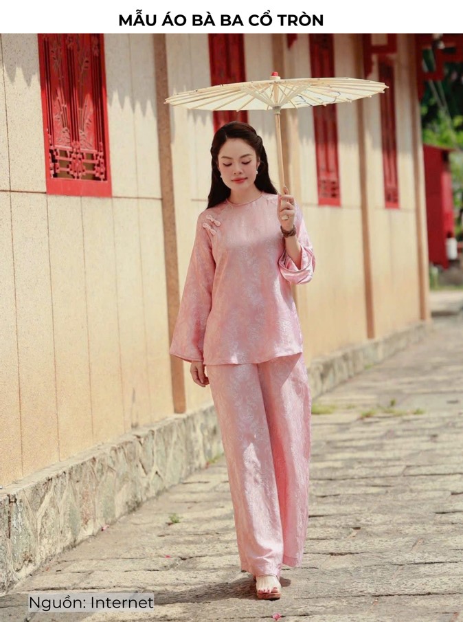 Mẫu áo bà ba cổ tròn