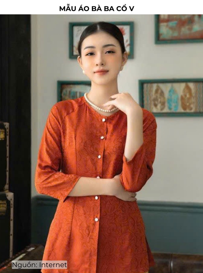 Mẫu áo bà ba cổ V