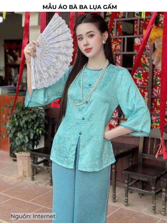 Mẫu áo bà ba lụa gấm