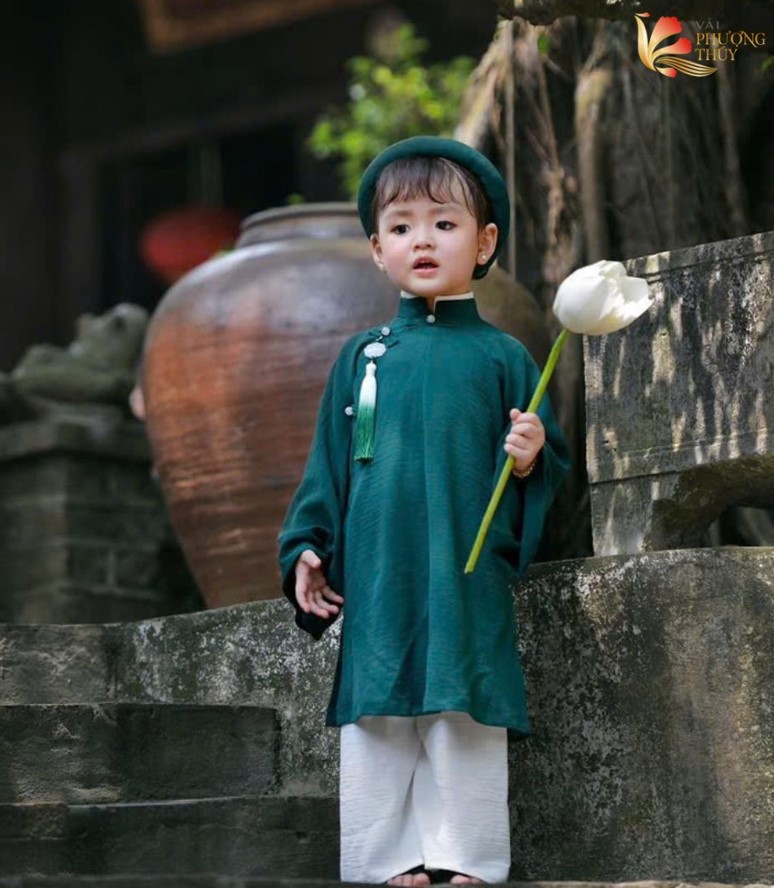 Cotton lụa vải áo dài bé gái