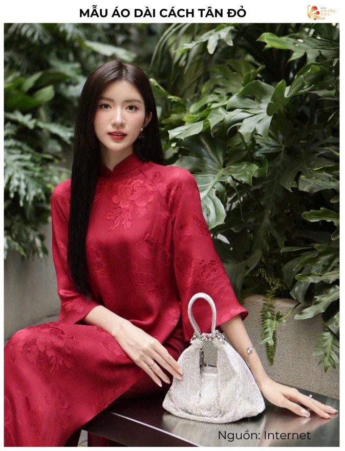 Mẫu áo dài cách tân đỏ