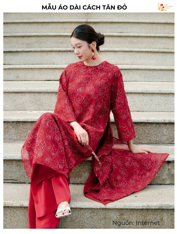 Mẫu áo dài cách tân đỏ