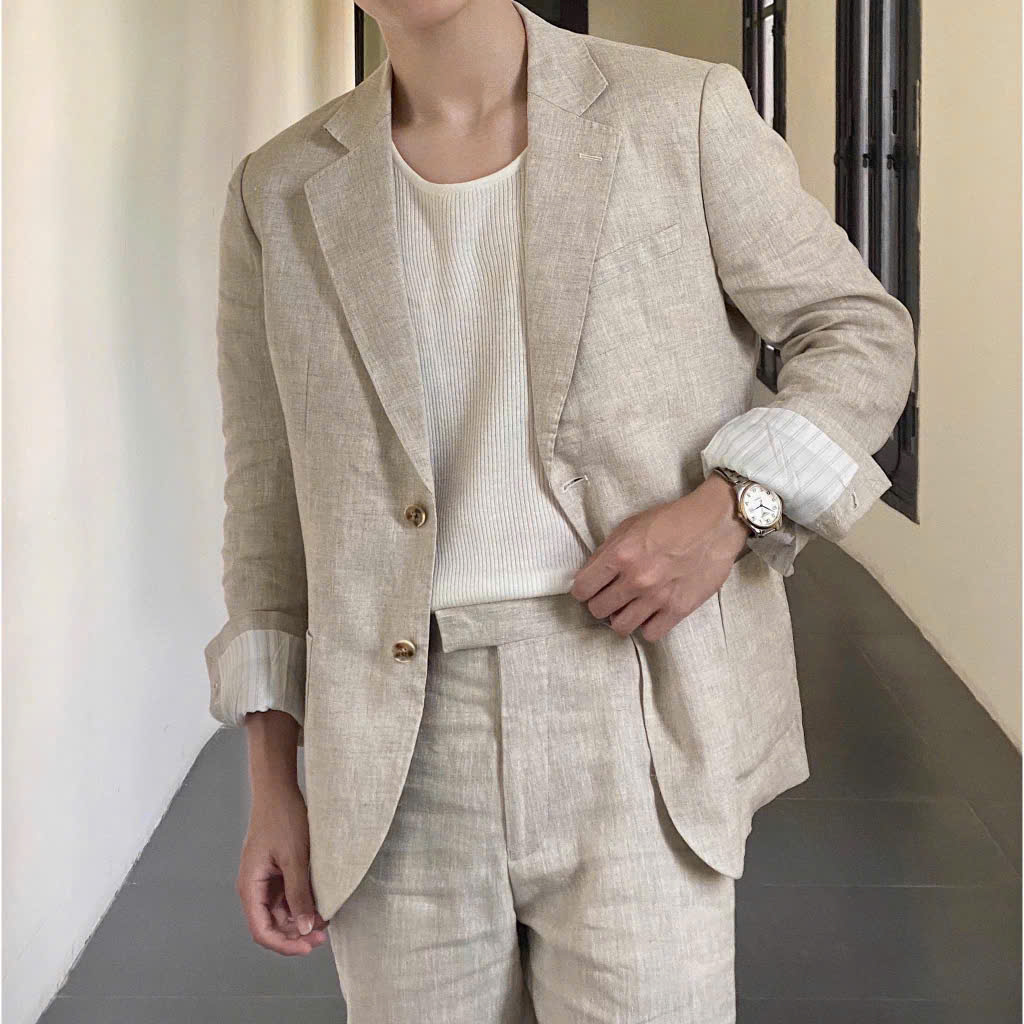 Blazer vải đũi tự nhiên, thoải mái, phù hợp cho mùa hè và phong cách tối giản