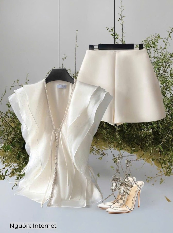 Set bộ Set bộ tafta áo kiểu quần đùi nữ