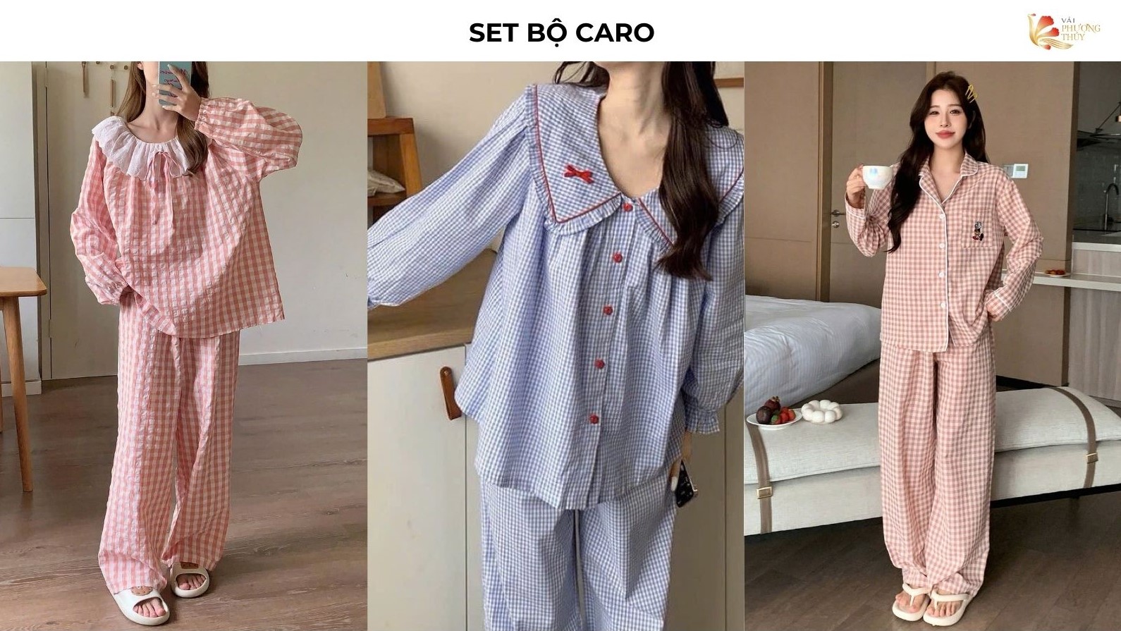 Set bộ caro mặc nhà