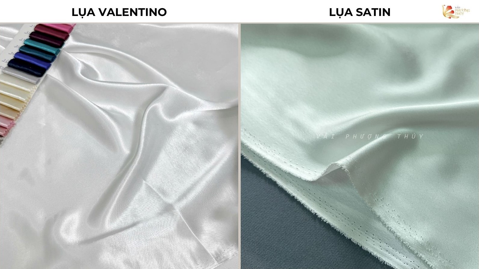 So sánh chi tiết lụa tráng gương Valentino và lụa Satin