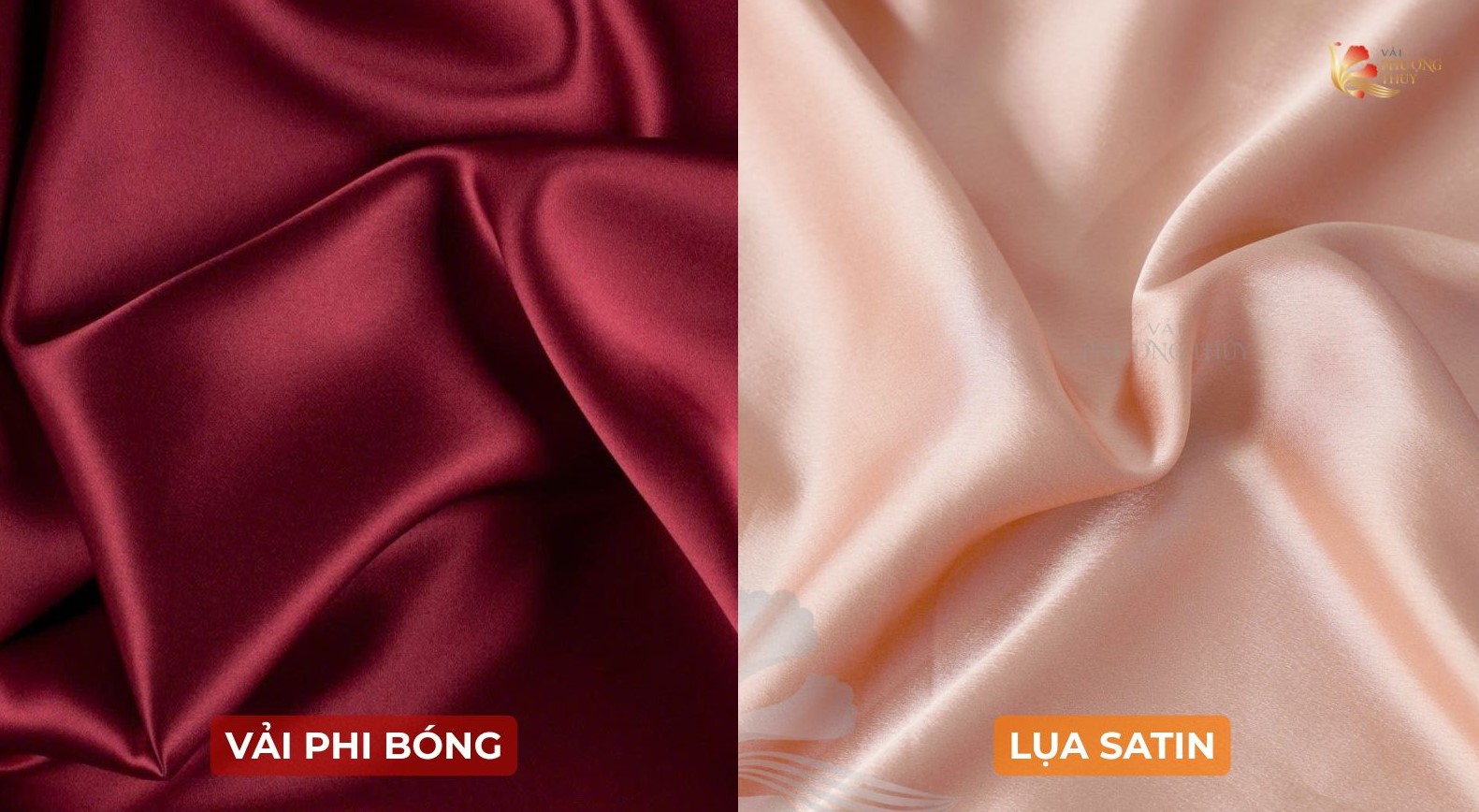 So sánh vải phi bóng và lụa satin
