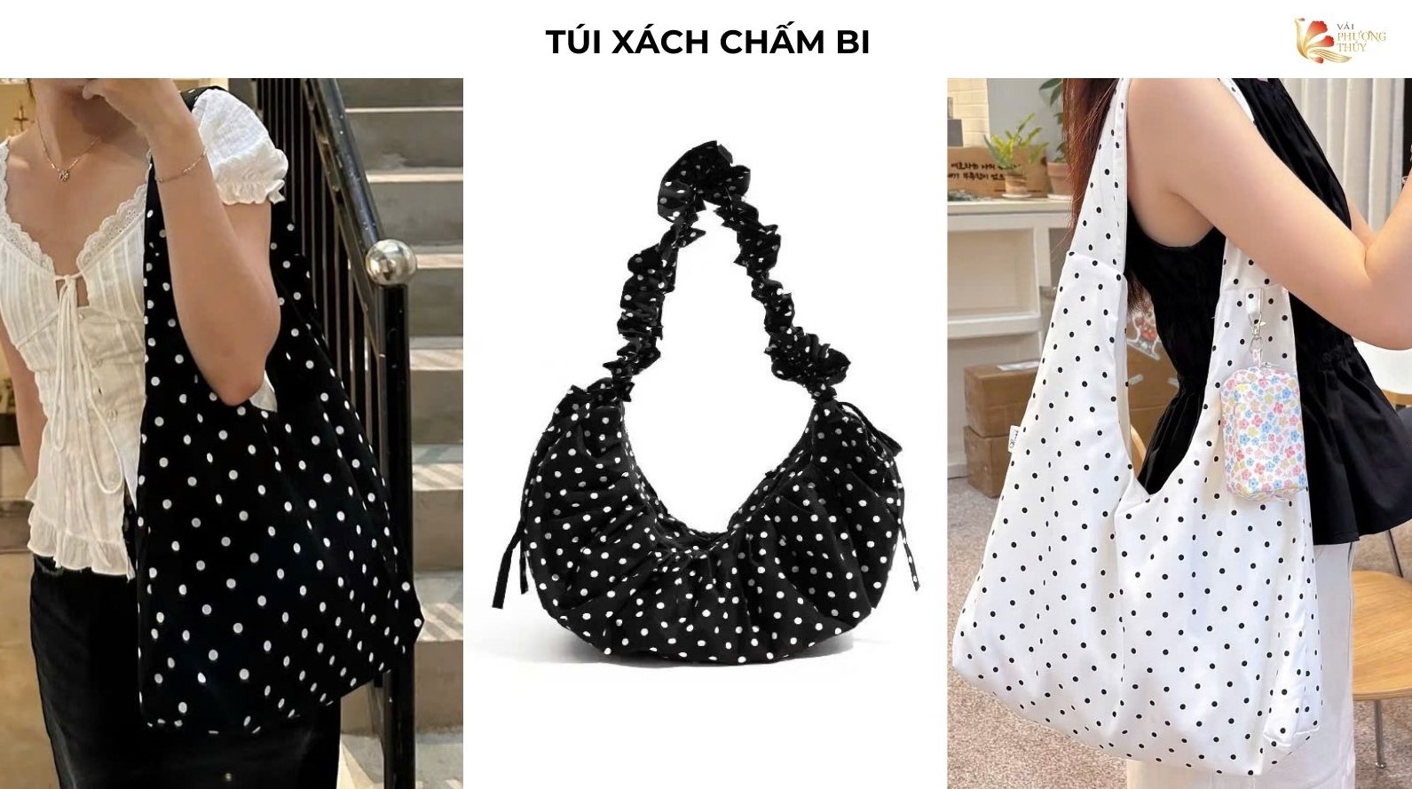 Túi xách tote chấm bi