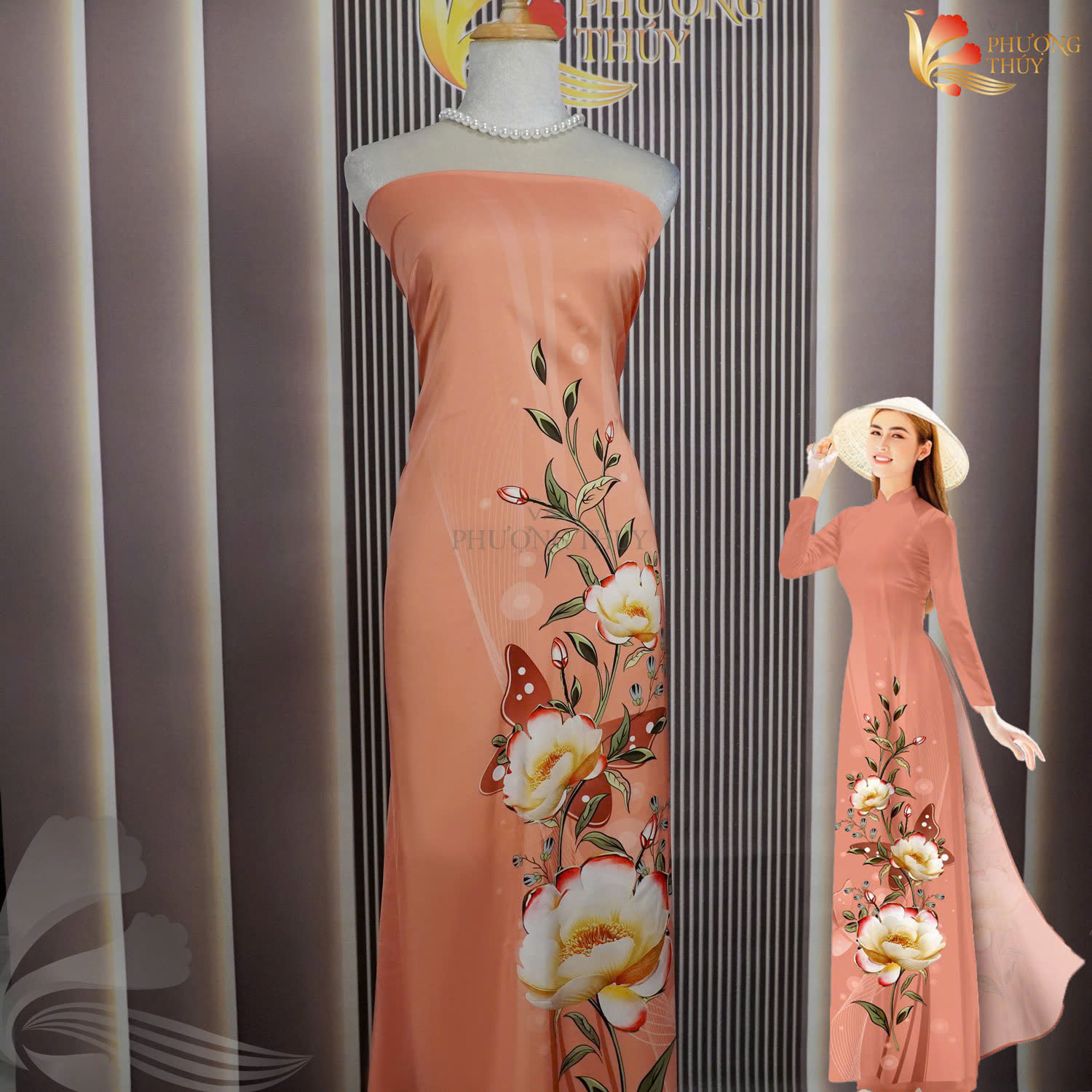 Vải Lụa Bảo Anh in hoa văn 3D tại Vải Phượng Thúy
