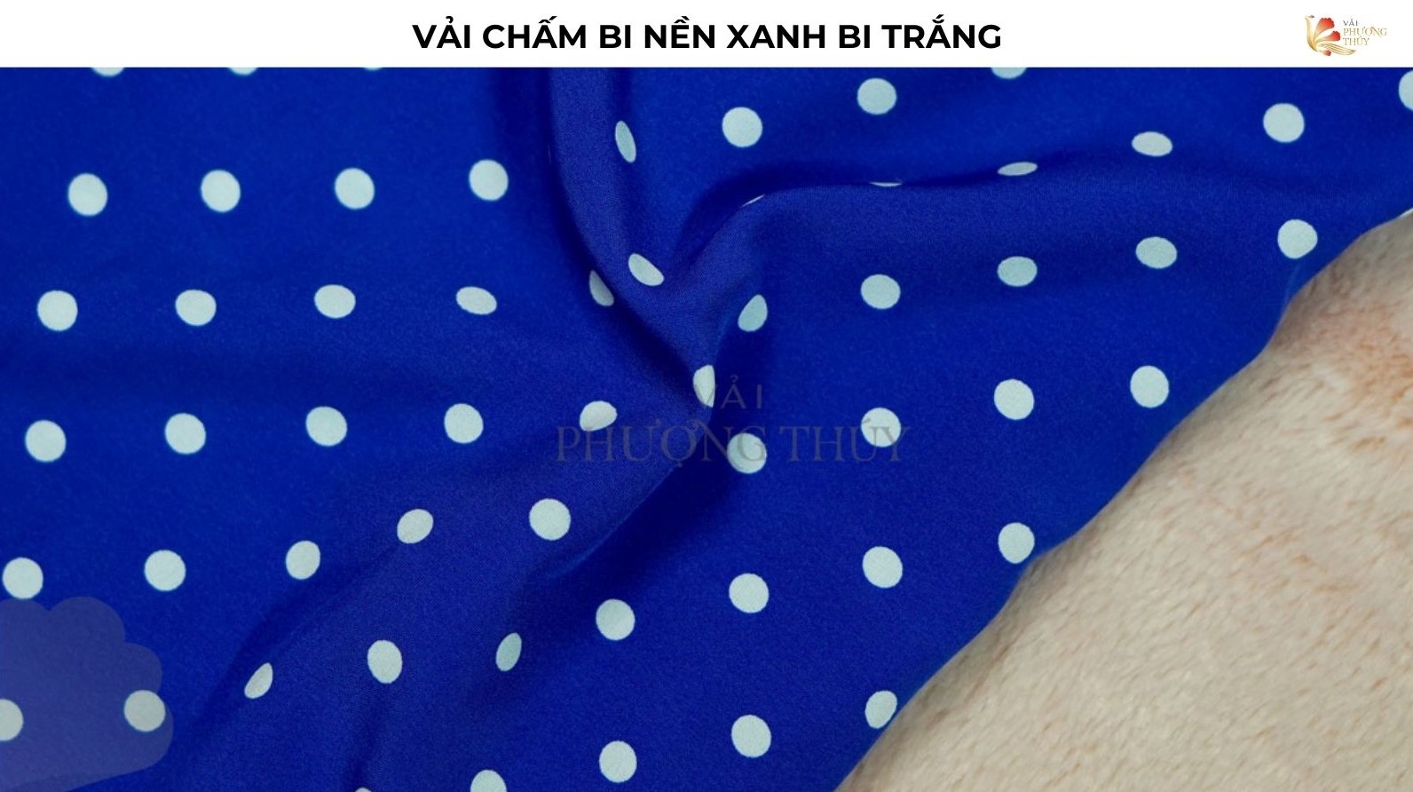 Vải chấm bi xanh trắng