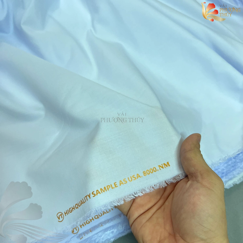 Vải kate trắng xanh Phượng Thúy | Vải may đồng phục học sinh