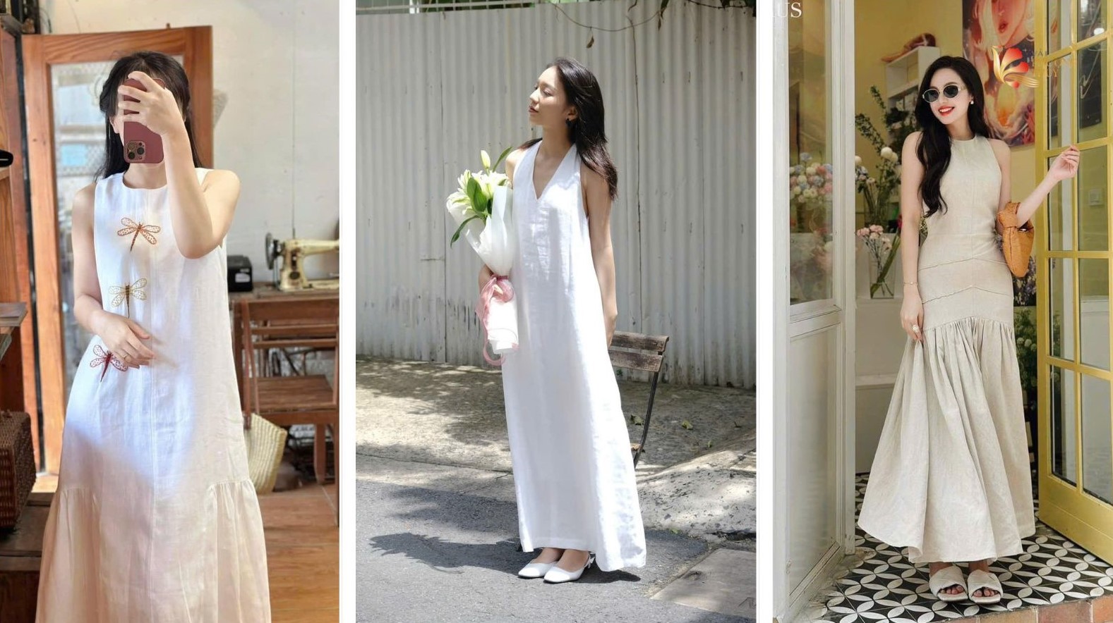 Váy linen đa dạng kiểu và phong cách cho nàng từ nhẹ nhàng đến sang chảnh