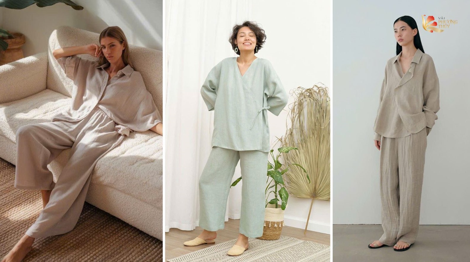 Đồ bộ pijama mặc nhà vải linen