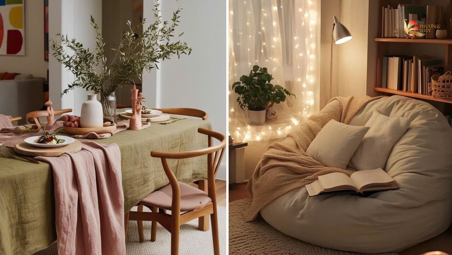 Khăn trải bàn và ghế lười decor vải linen