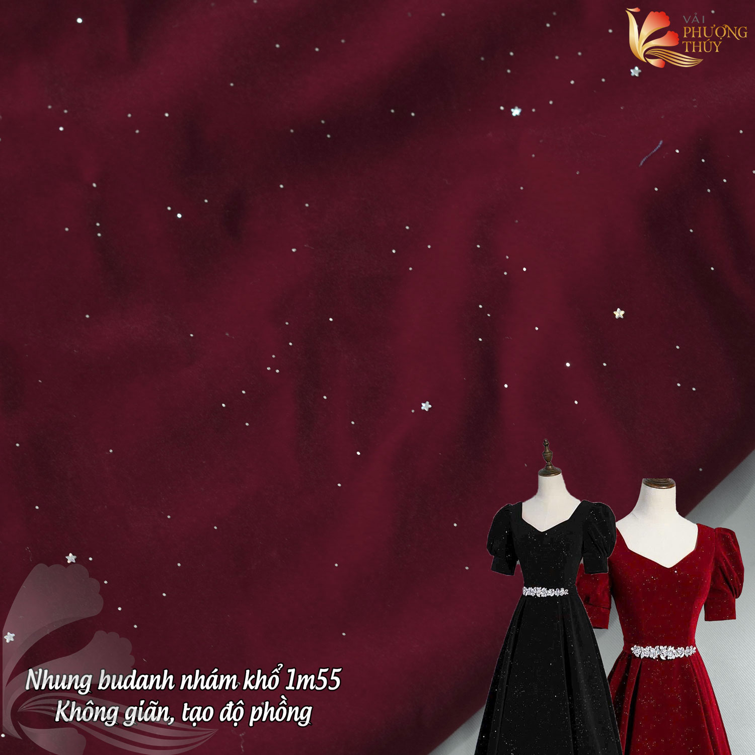Vải nhung 7 biên Nhung cứng Phượng Thúy