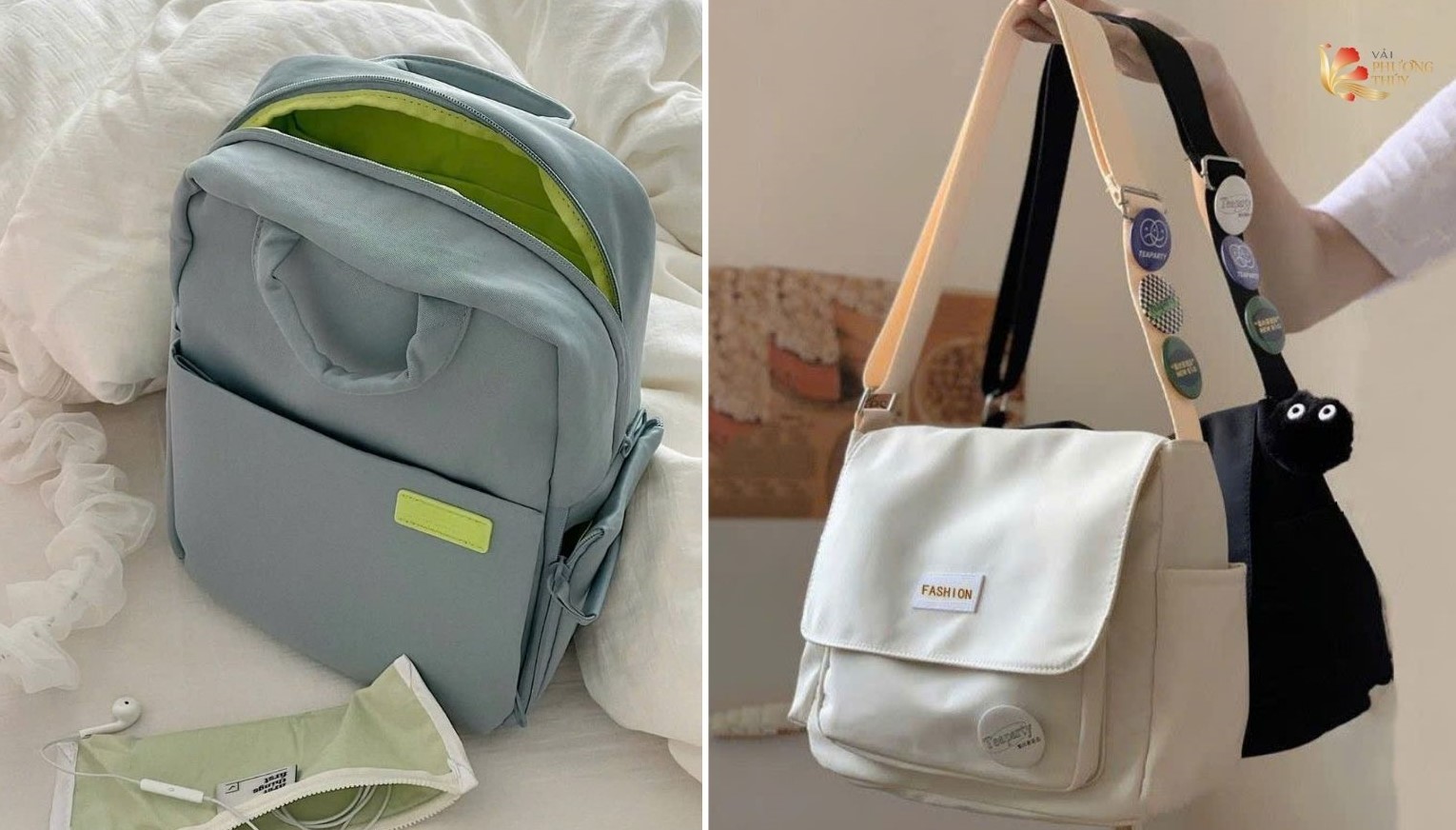Balo, túi đeo chéo làm từ vải polyester bền bỉ