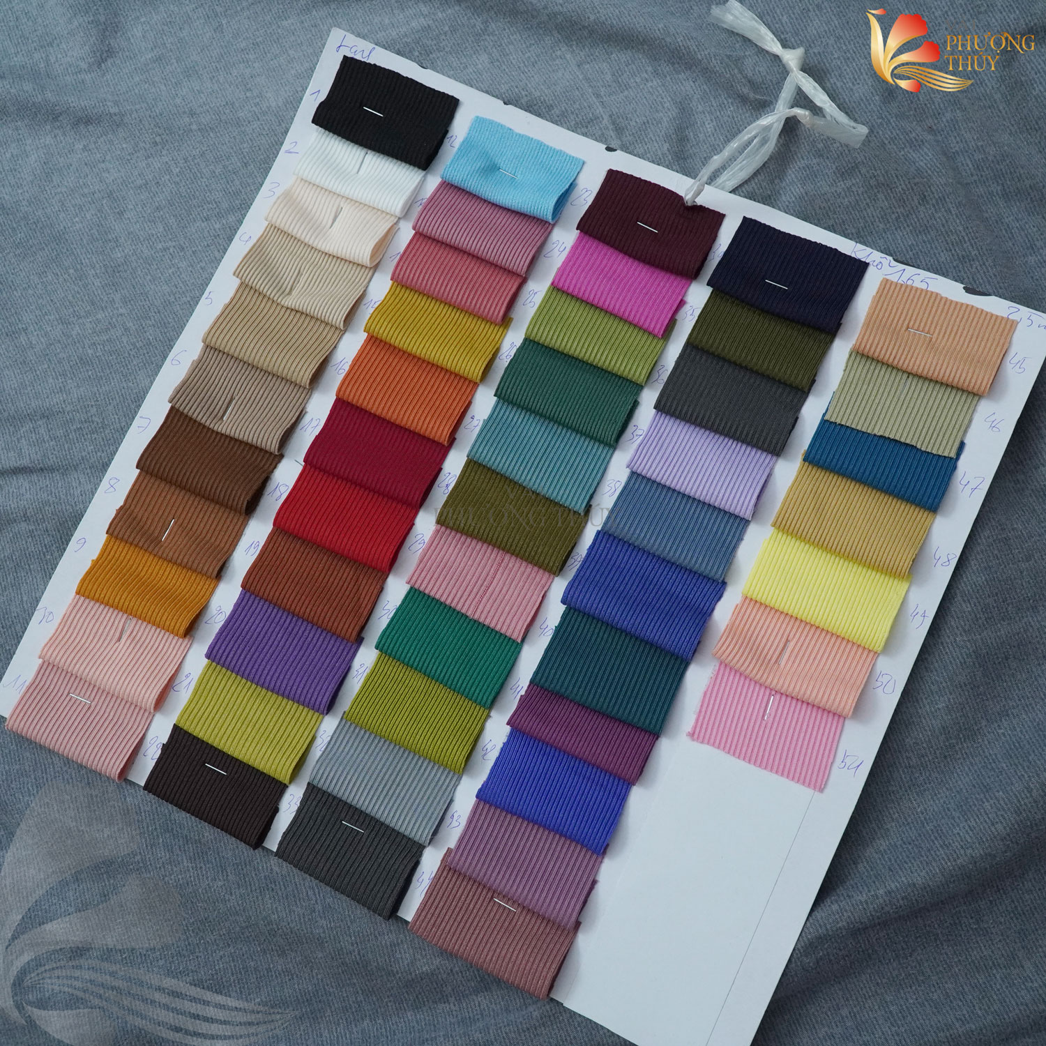 Bảng màu vải thun tăm Phượng Thúy khổ 1m62