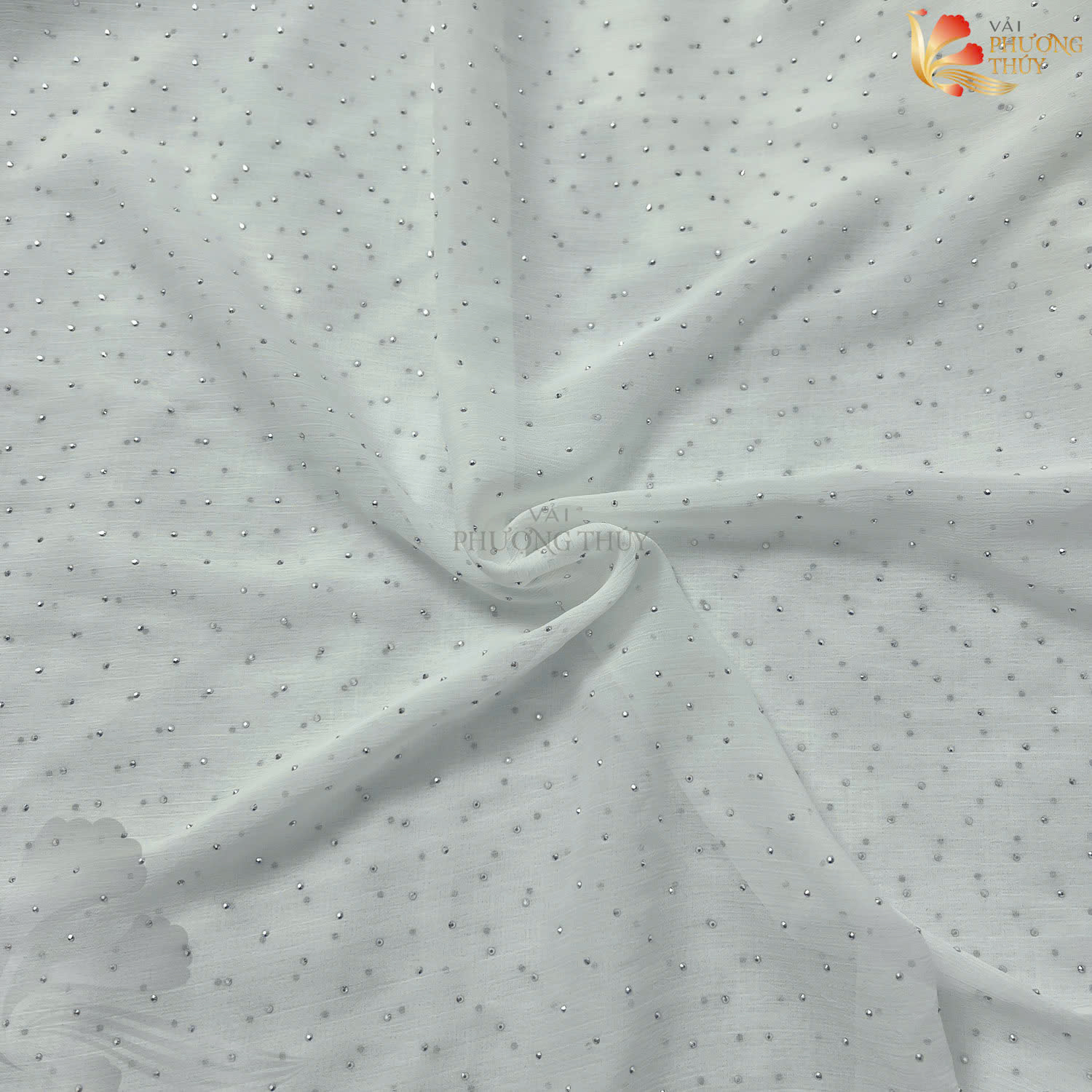 Vải voan đính đá Phượng Thúy | Vải may đầm váy 