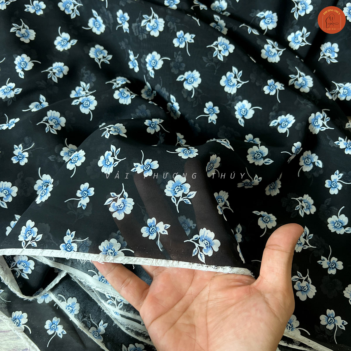 Vải Voan Hoa may đồ công sở khổ ngang 1m50 tại Vải Phượng Thúy