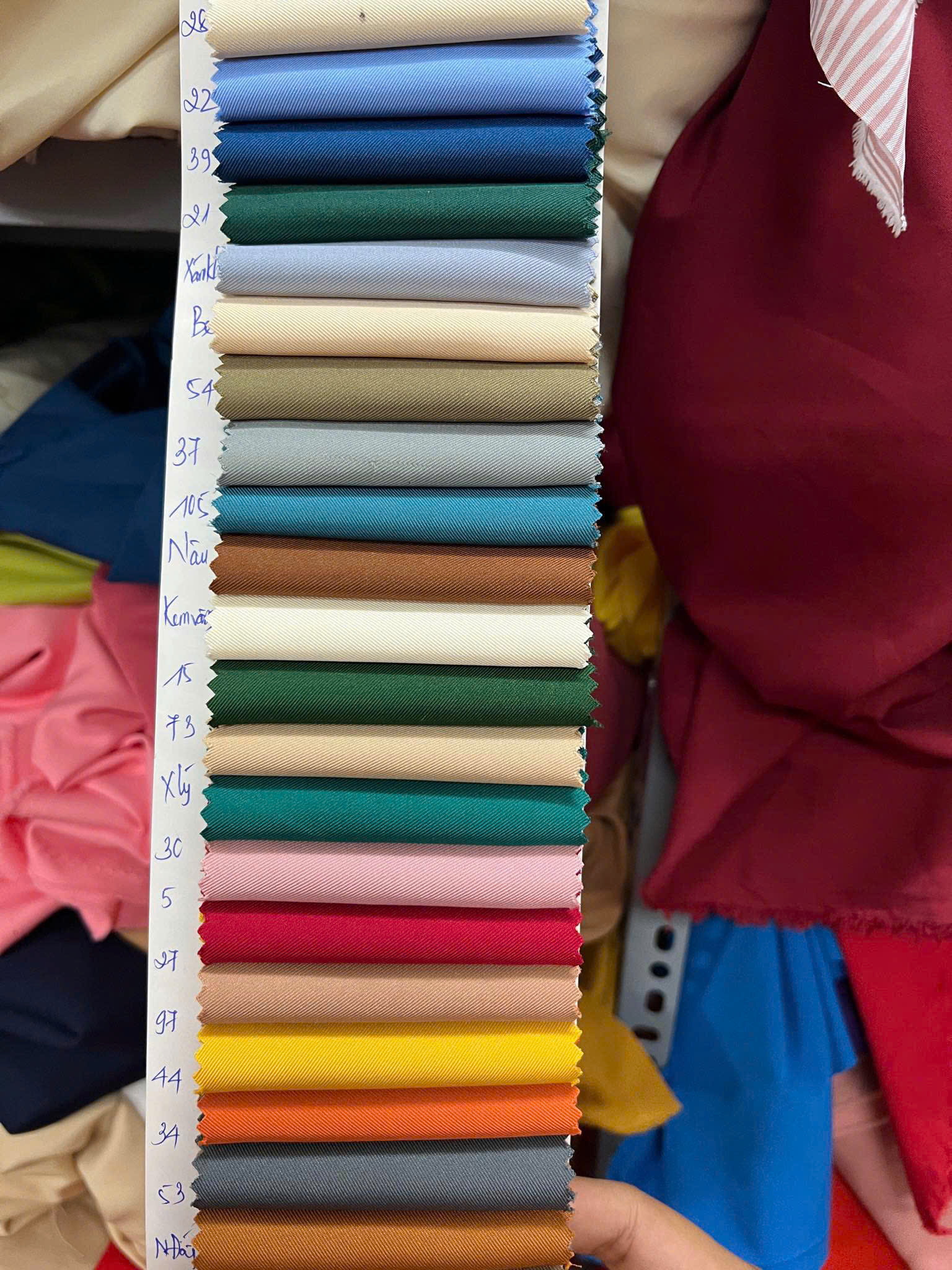 Bảng màu 2 Vải Cotton lạnh Phượng Thúy khổ ngang 1m50