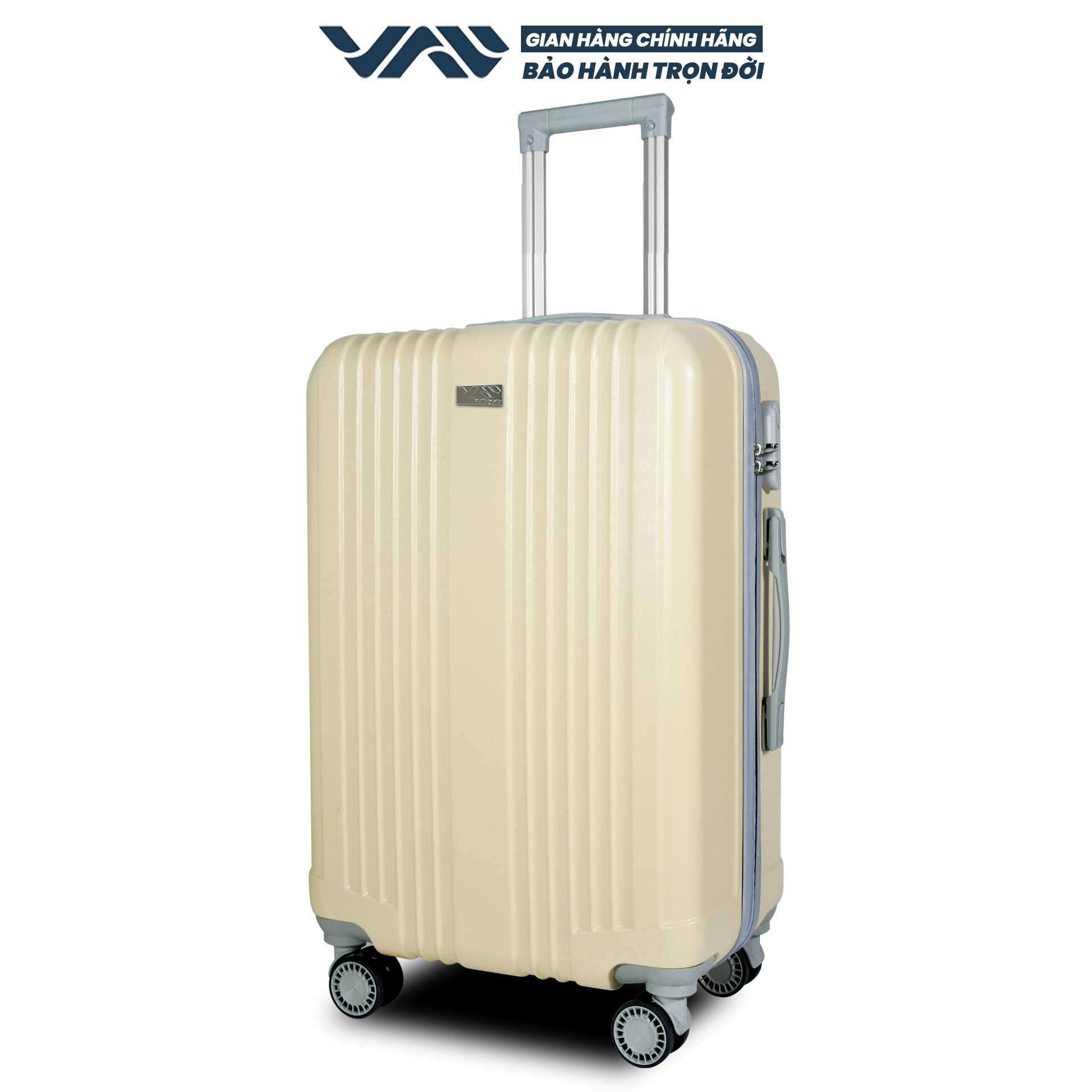 VALI DU LỊCH VALINY NHỰA ABS+PC VNY02 SIZE 20/24 MÀU TRẮNG KEM
