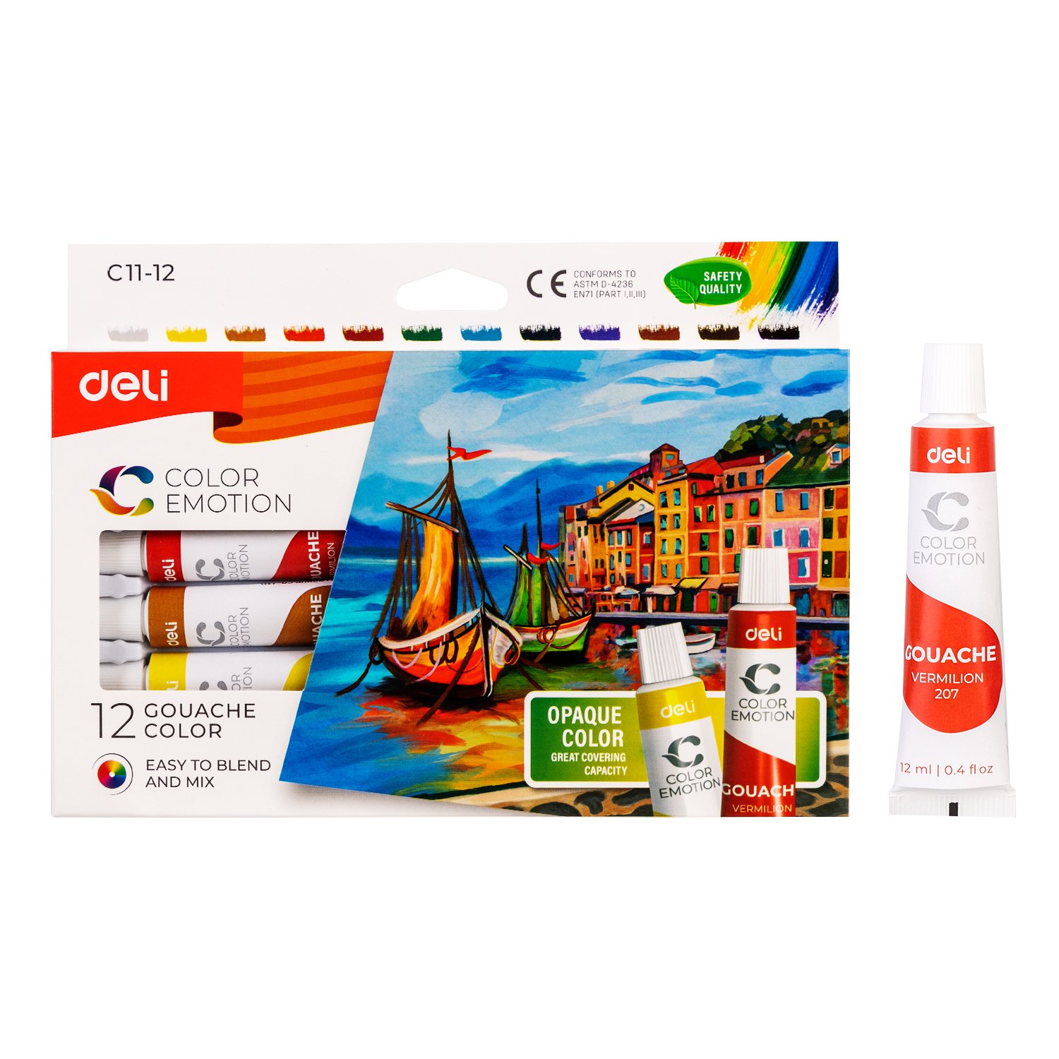 Màu nước Gouache dạng tuýp 12ml Deli C11 5 màu/ 12 màu/ 24 màu