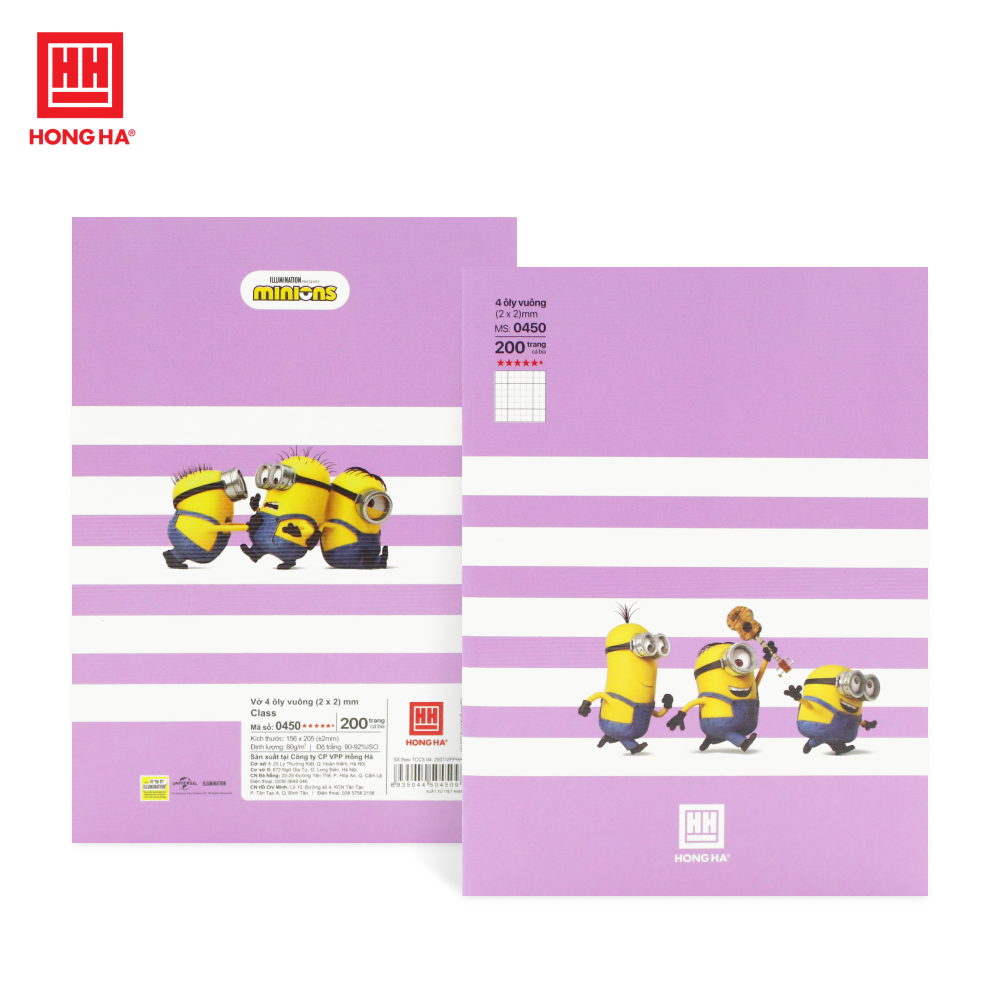Tập HS Hồng Hà 0450 Minions 200tr 80gsm 4 ô ly (5/80)