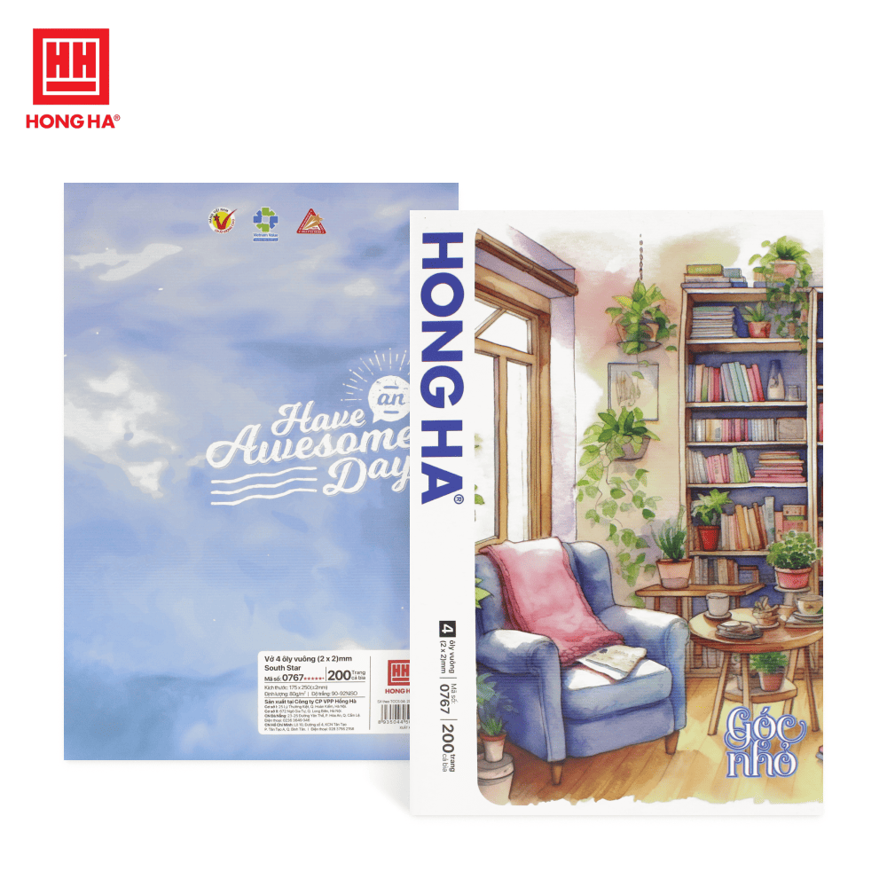 Tập SV Hồng Hà 0767 Góc Nhỏ 4 ô ly 200tr 80gsm (5/50)