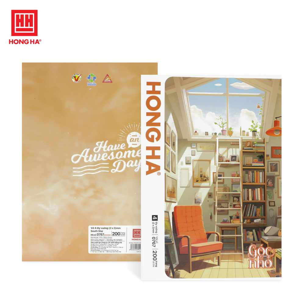 Tập SV Hồng Hà 0767 Góc Nhỏ 4 ô ly 200tr 80gsm (5/50)