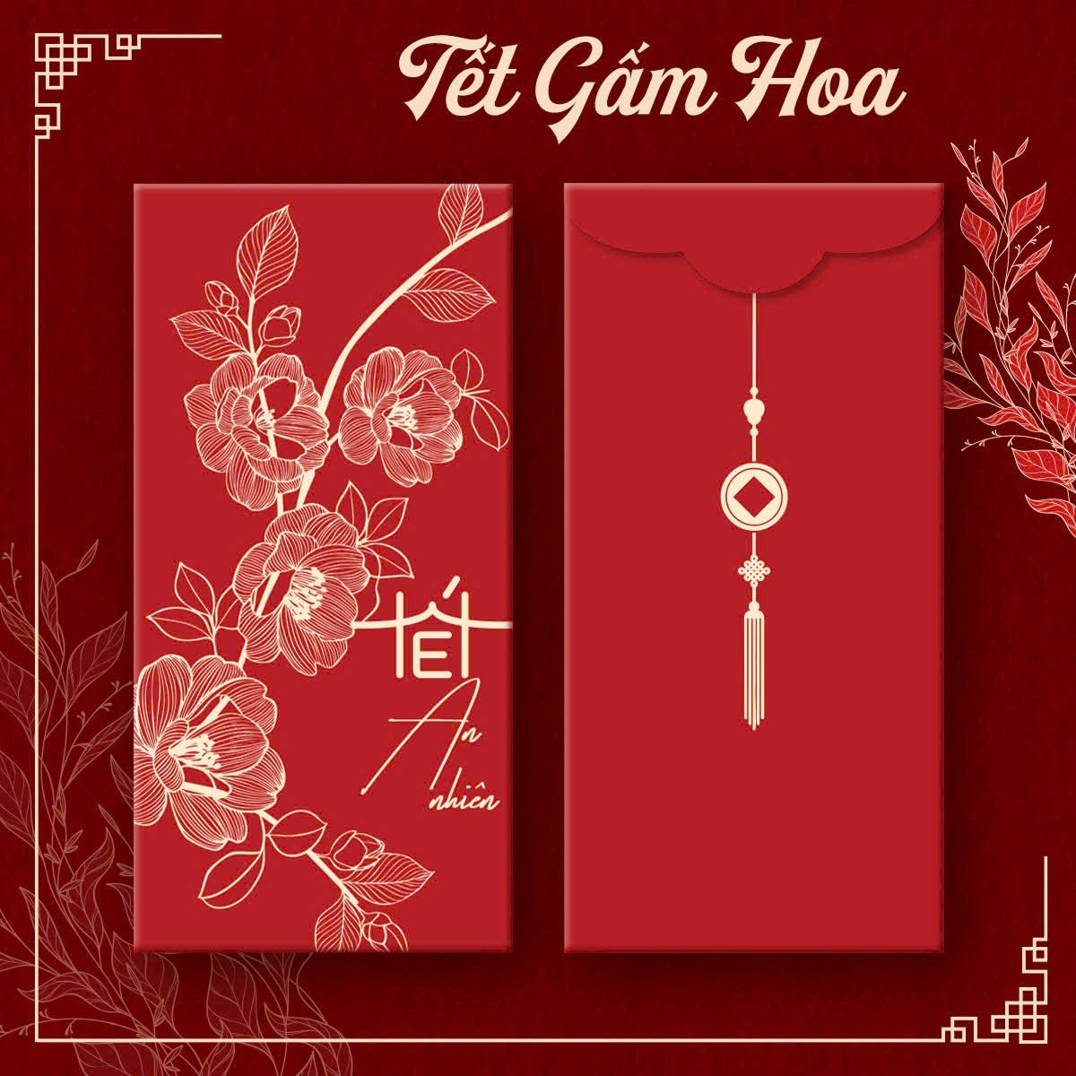 Bao lì xì Tết gấm hoa 8x16cm (10 cái/ túi/ 5 mẫu)
