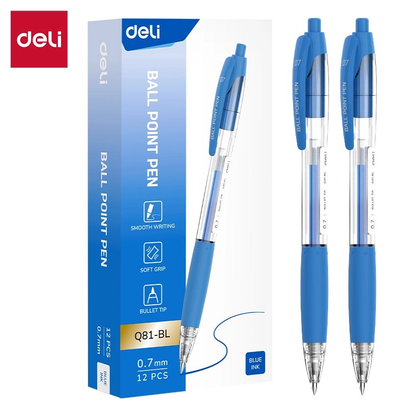 Bút bi Deli Q81-BL 0.7mm, mực xanh (12)