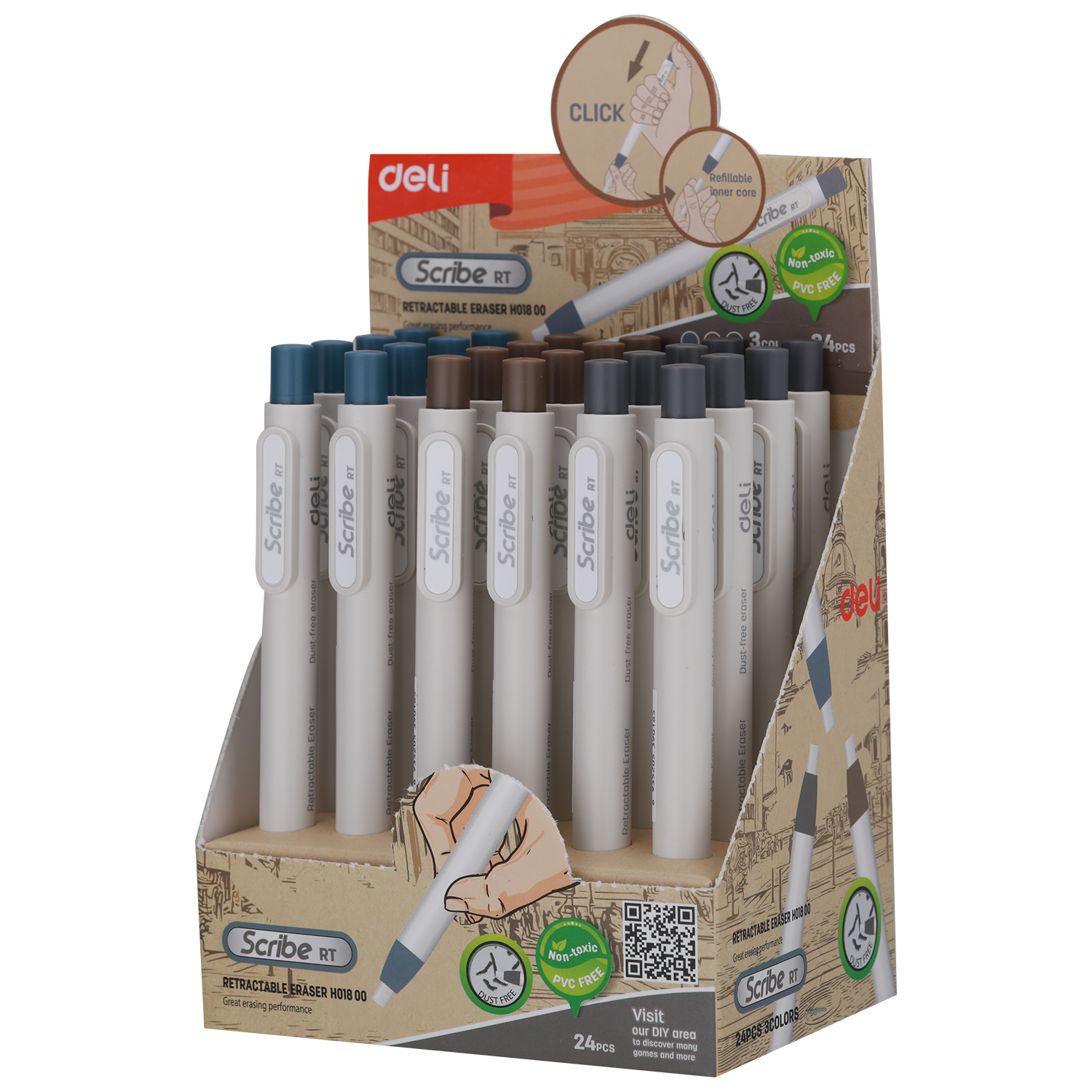 Gôm tẩy bấm dạng bút Deli H01800 (24)