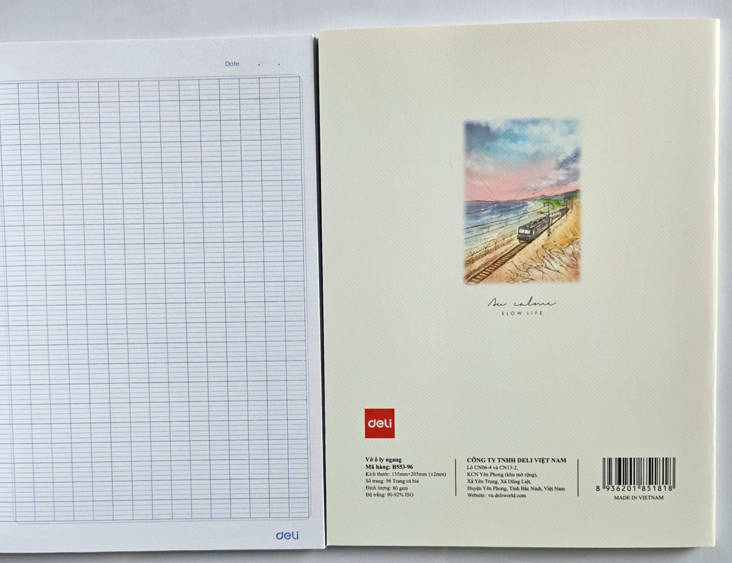 Tập HS Deli B553-96 96tr 80gsm 4 ly ngang (10/80)