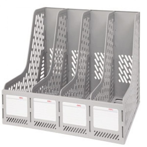 Kệ hồ sơ ráp nhựa Deli 9846 4 ngăn đứng (kệ xéo)