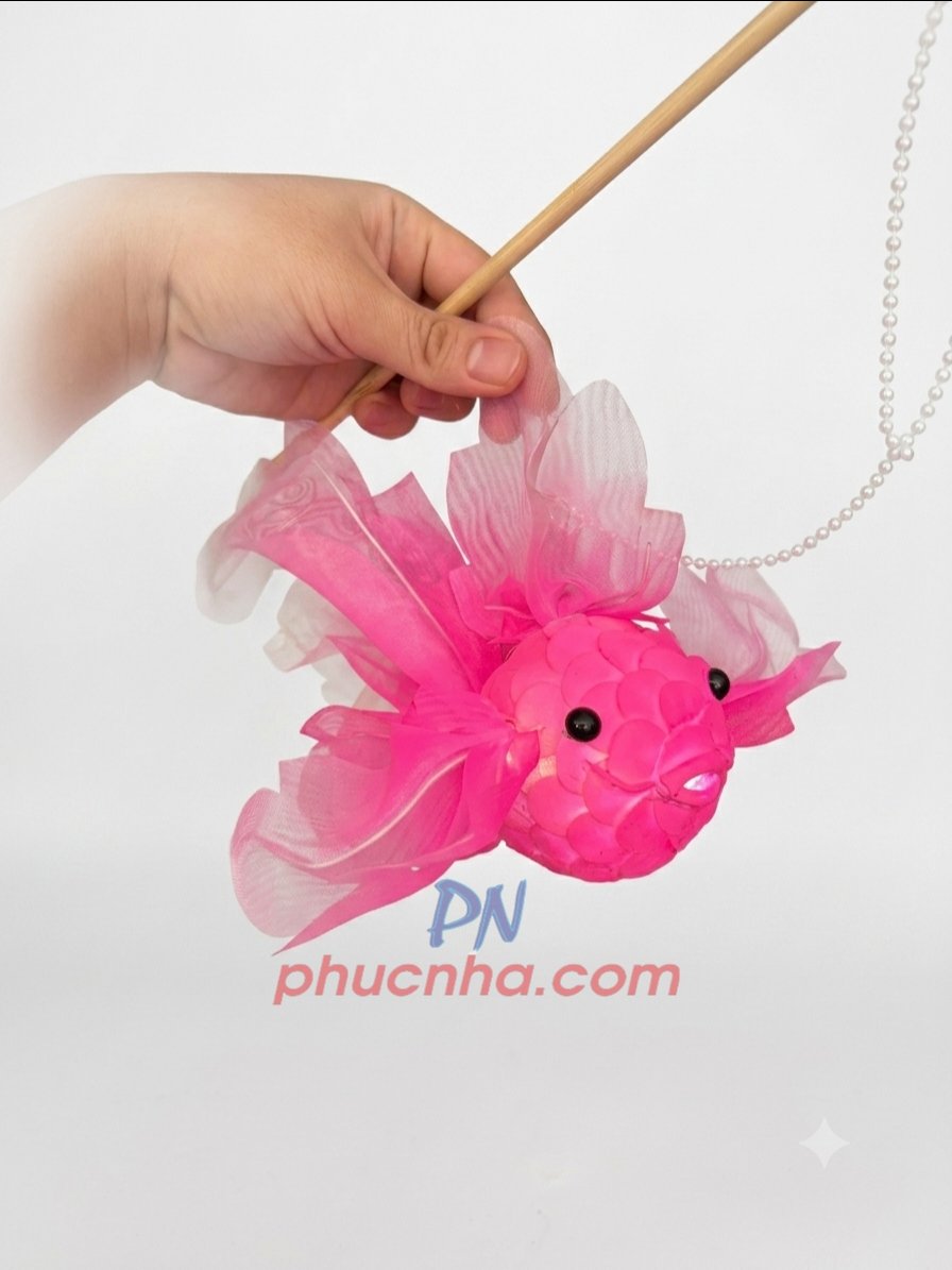 Lồng đèn trung thu cá vải lụa có đèn, cá koi, cá chép 30cm