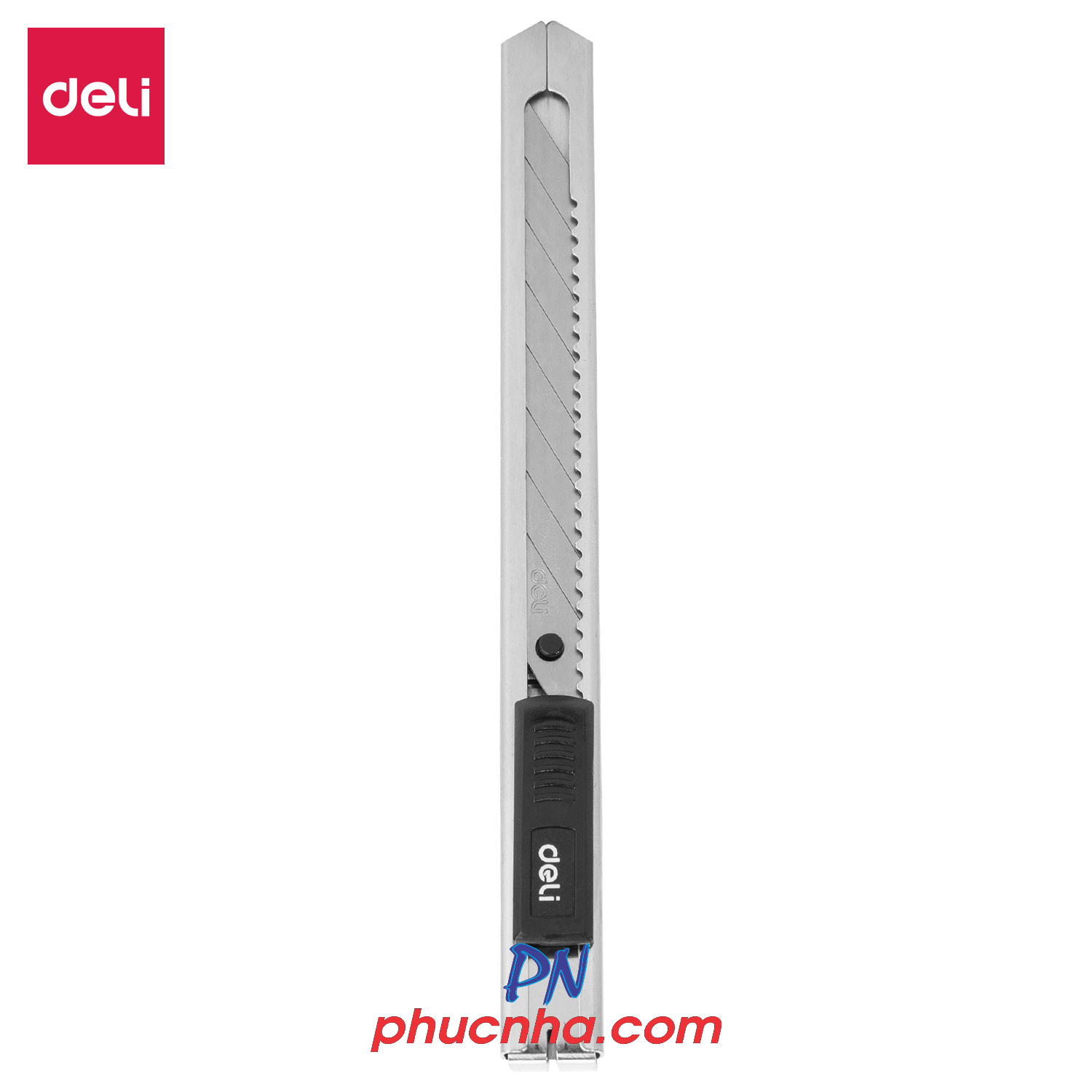 Dao rọc giấy nhỏ 9mm lưỡi dao 30 độ Deli 2034 cán sắt (24)
