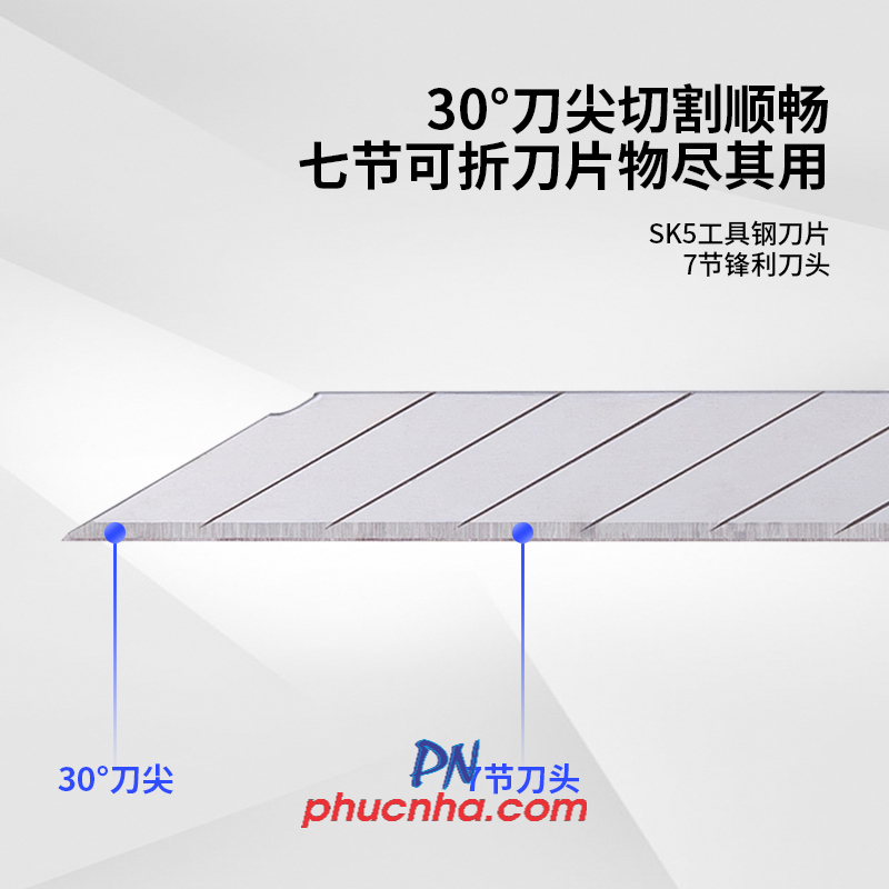 Dao rọc giấy nhỏ 9mm lưỡi dao 30 độ Deli 2034 cán sắt (24)