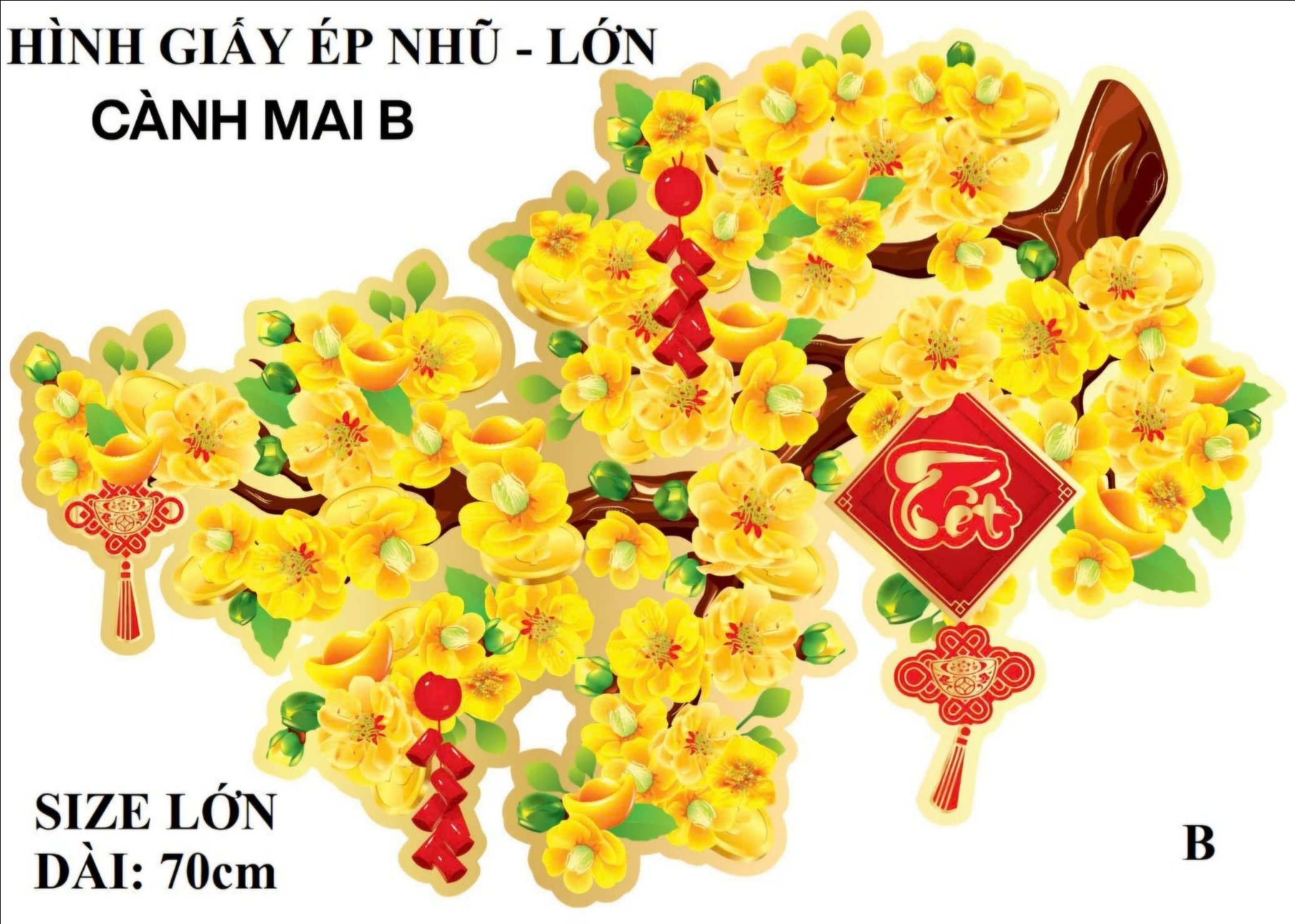 Hình giấy ép nhũ dán cửa trang trí Tết