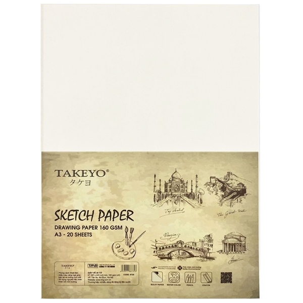 Giấy vẽ Takeyo 20 tờ 160gsm