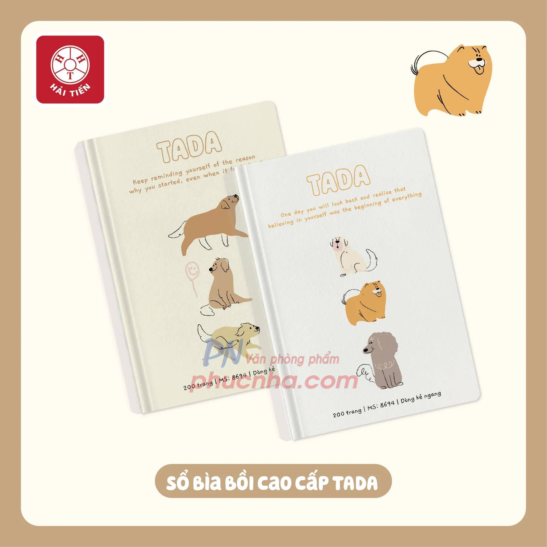 Sổ bìa cứng Hải Tiến Tada 6 8717 150x210mm 80gsm 200 trang kẻ ngang giấy trắng ngà (52)