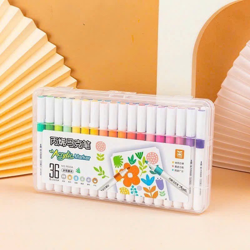 Bút lông màu acrylic marker 9053A thân tròn 1 đầu - 12 màu/ 24 màu/ 36màu/ 48màu/ 60màu/ 80màu