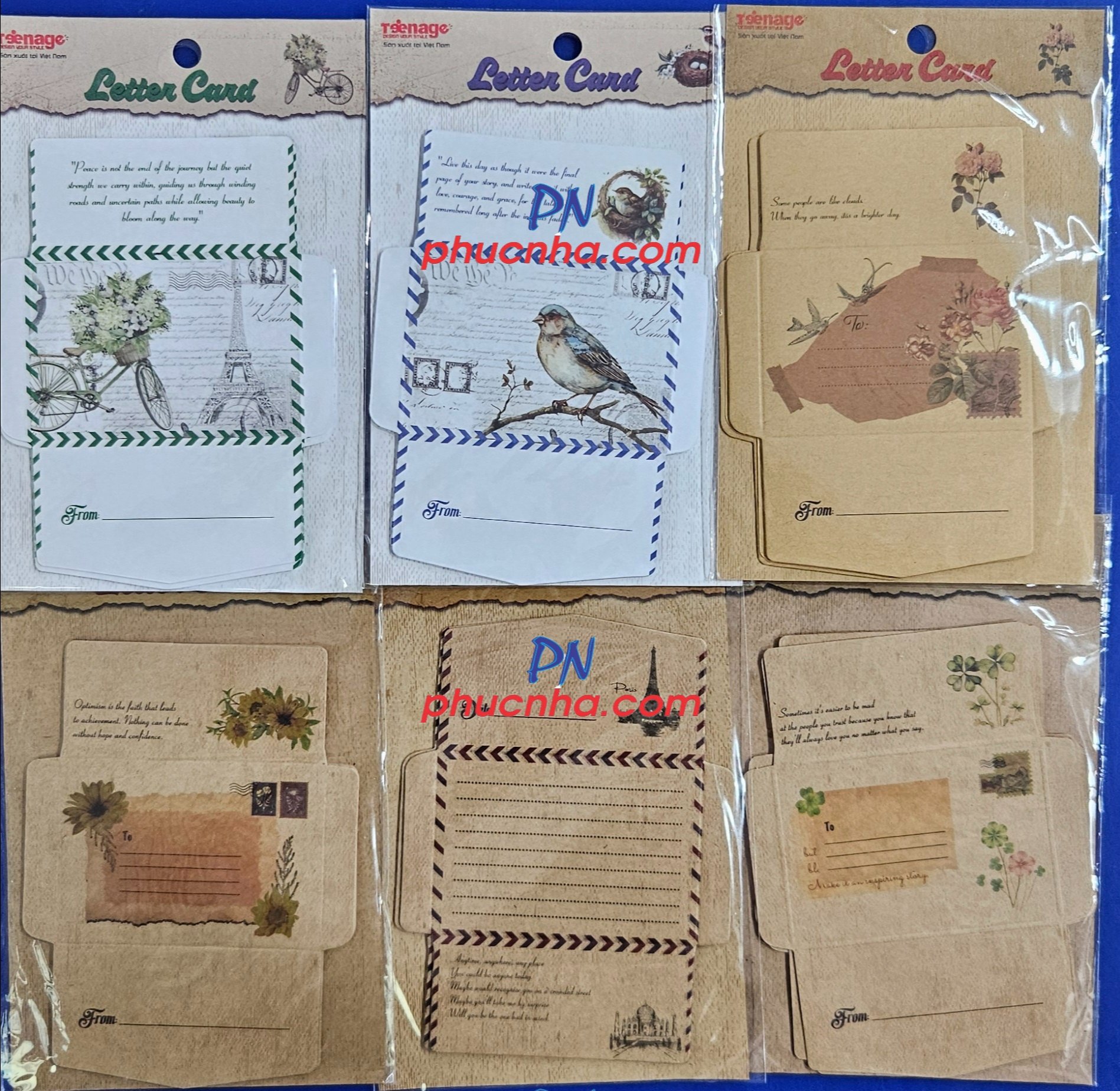 Letter Card, bưu thiếp viết thư Kraft nâu/ trắng Teenage (10 tờ/ xấp)