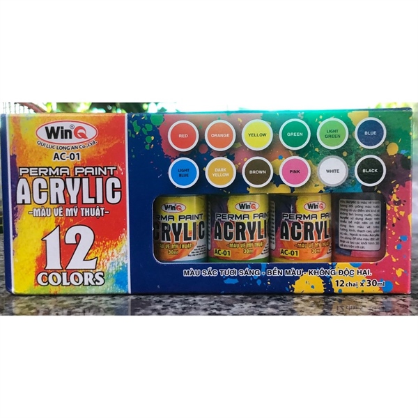 Màu nước acrylic WinQ AC-01 12 chai x 30ml (24)