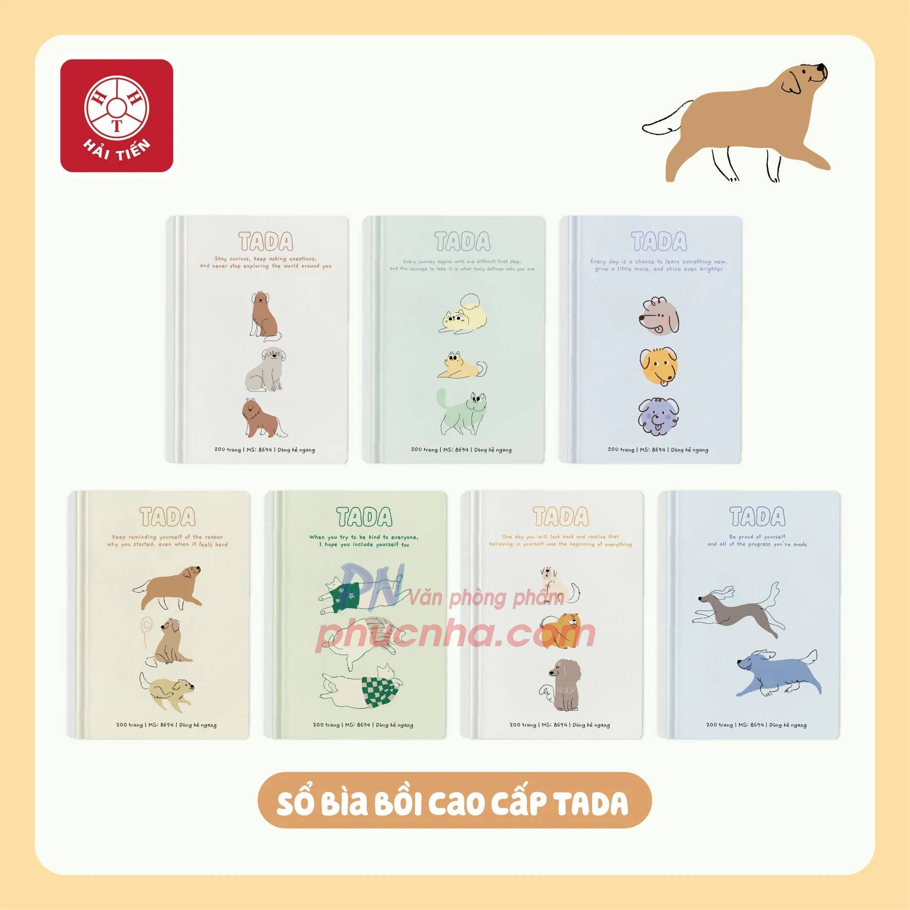 Sổ bìa cứng Hải Tiến Tada 6 8717 150x210mm 80gsm 200 trang kẻ ngang giấy trắng ngà (52)