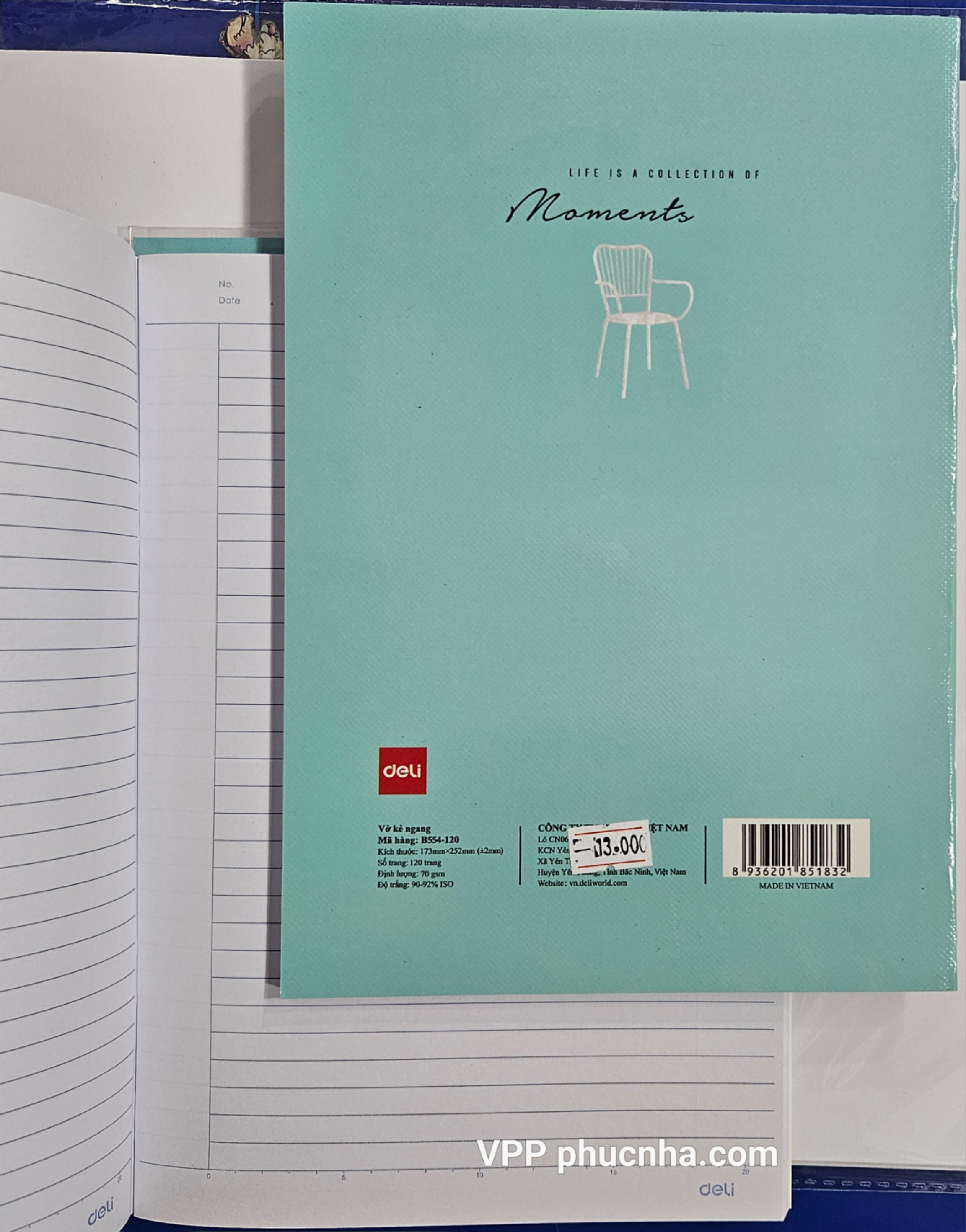 Tập SV Deli B554-120 120tr 70gsm kẻ ngang (5/80)
