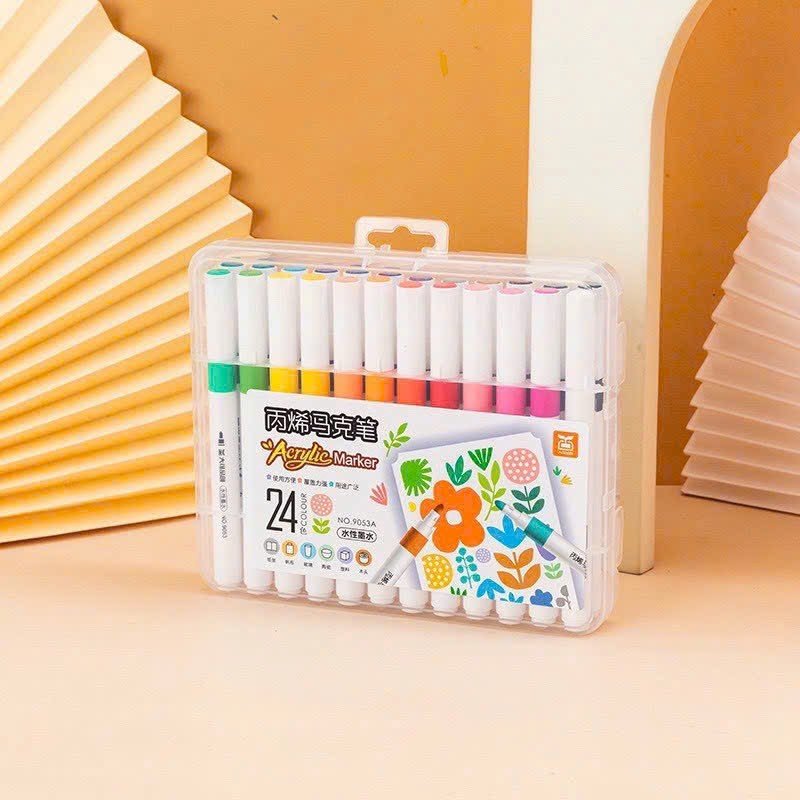 Bút lông màu acrylic marker 9053A thân tròn 1 đầu - 12 màu/ 24 màu/ 36màu/ 48màu/ 60màu/ 80màu